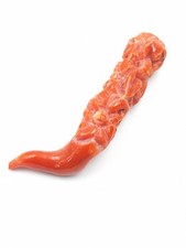 Antico CORNO Ciondolo Corallo Rosso Mediterraneo  Intaglio Del Corallo Statuetta