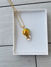 Collana Limone pendente   in ceramica di Caltagirone e perle barocche Sicily