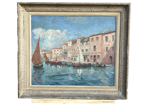 Huile sur toile marine - huile,