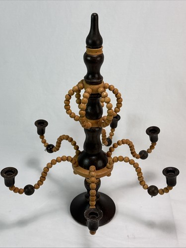 Candelabro ragno vintage legno