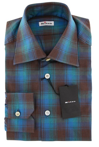 Camicia righe turchese kiton - a,
