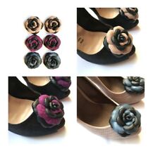 Clip Rosa Classica in pelle per scarpe, 2 pezzi, fatto a mano.