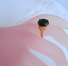 Anello marcato oro gold electroplated 18KT pietra onice ovale misura 8 mm 18