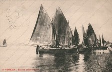 VENEZIA Barche peschereccie a vela pesca pescatori Cartolina