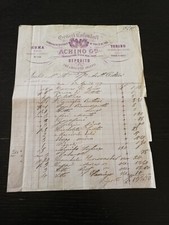 1877 ANTICA FATTURA GENERI COLONIALI ACHINO THE BISCOTTI INGLESI  800 COMMERCIO