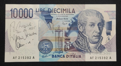 10000 lire volta autografi con - autografi,