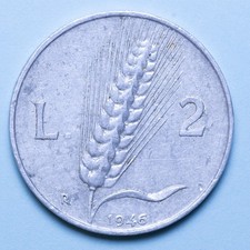 REPUBBLICA ITALIANA 2 LIRE 1946 SPIGA RARA mBB ALLUMINIO COLLEZIONE COIN