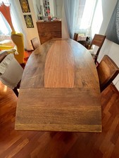 tavolo sala pranzo in legno tek con intarzi,lavorazione artigianale, ottime cond