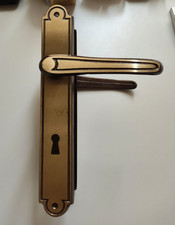 COPPIA MANIGLIE PORTA VINTAGE ANNI '70 - OTTONE SPAZZOLATO