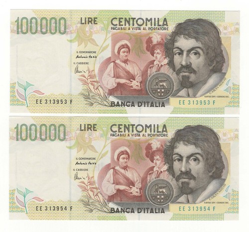 100000 lire caravaggio - lire, ii°