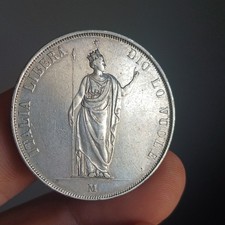 Moneta In Argento Lombardia Governo Provvisorio 5 Lire 1848 Milano Bb Spl 