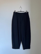 Zara Pantalone Donna Misto Lino Gamba Dritta Nero Taglia XS
