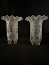 Due Ricambi Vetro art Nouveau Lampada lume petrolio/Lampadario H.19