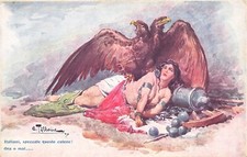 D3556) CARTOLINA ILLUSTRATORE CESARE TALLONE ITALIANI SPEZZATE CATENE 