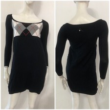 TOY G Vestito abito nero fantasia rombi grigio bianco Tg S/M