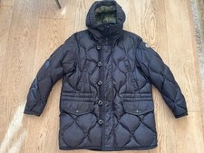 MONCLER piumino d'oca uomo blu navy cappuccio taglia 2/logo medio Made in Italy