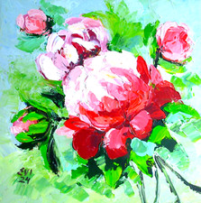 Peonie dipinto olio originale