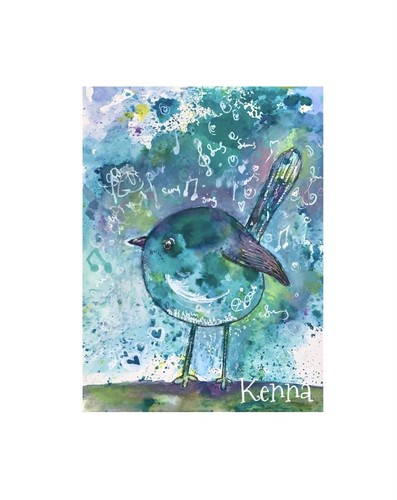Painting whimsy blue bird - whimsy,
