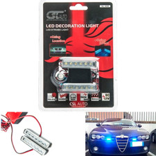 2 Lampeggianti 6 Led BLU Strobo Ambulanza Polizia Autoblu Vigili Soccorso tasto