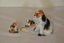 FAMIGLIA CANI SPANIEL IN PORCELLANA - ARTICOLO RARO - VINTAGE ANNI '90
