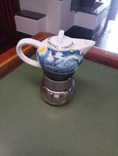 Caffettiera " VEV " Base in Acciaio e Caraffa in Ceramica,Tazze 1 Made in Italy.