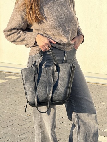 Borsa pelle colore nero - colore,