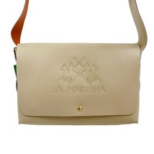 La Martina Borsa A Spalla Cross Body Da Donna In Pelle Di Vitello Beige 100%