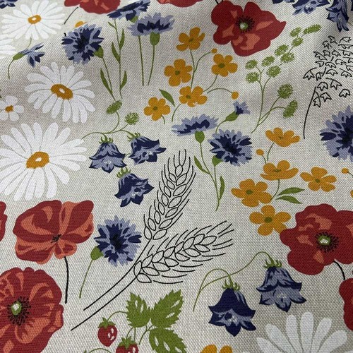 Tessuto panama shabby fiori - shabby,
