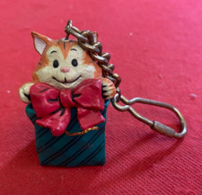 PORTACHIAVI KEYRING GATTO REGALO IN BUSTA di gesso vintage Anni '80 gattino
