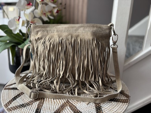 Lovely suede fringed cross - lovely,
