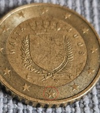 MONETA 50 CENTESIMI MALTA 2008 con lettera "F" nella stella RARA