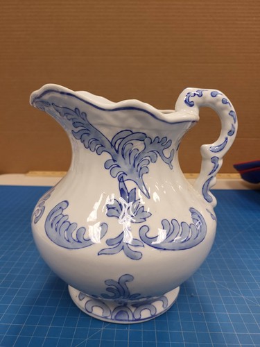 Brocca ceramica blu bianca - brocca,