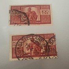 100 lire democratica- francobolli Italia Repubblica USATI