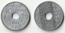 1942 Tunisia 10 centimes coin