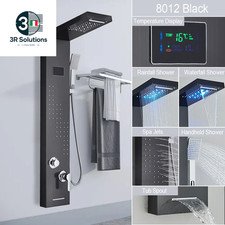 Pannello Doccia a Luce LED Cascata Pioggia Display Digitale Set Di Rubinetti per