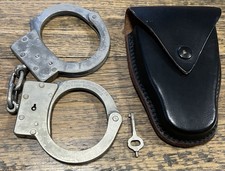 Vintage American Munitions Handcuffs Set with Key, Case, Fond Du Lac, Wisconsin