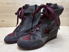 KHRIO VERA PELLE SCARPA DA DONNA STIVALETTI STIVALETTI ZEPPA TG:37 UK:4 GRIGIO