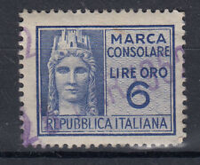 1948 MARCHE DA BOLLO CONSOLARI DUE 6 LIRE USATA