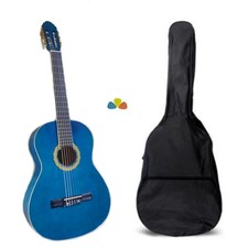 Chitarra Classica Studio Scuola 4/4 Blu con Custodia e Plettri 