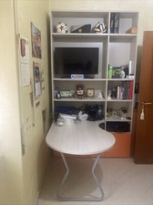 CAMERETTA Color Panna/arancio Con Libreria Scrivania Armadio E Rete Come Nuova