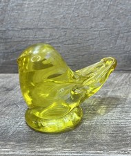 Fermacarte statuina uccellino canarino vetro artistico soffiato a mano giallo vintage anni 80