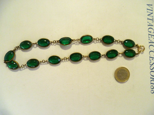 Collana ottone vetro verde - vetro,