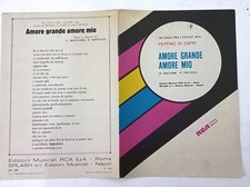 SPARTITO MUSICALE AMORE GRANDE AMORE MIO PEPPINO DI CAPRI DISCO PER ESTATE 1974