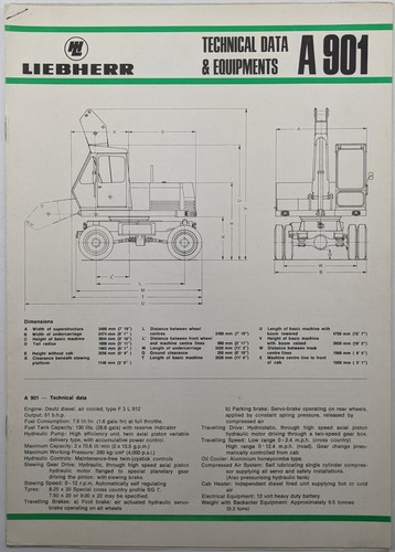 Scheda tecnica escavatore