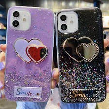 Custodia glitter cuore diamante specchio per OPPO Find X5 Pro Reno8 A57 A76 A96