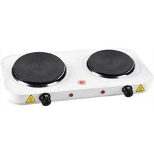 Fornello Elettrico Doppio 2 Piastre Ghisa Regolabile da Viaggio Campeggio 2500W