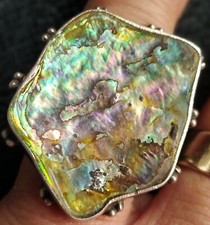 anello argento indiano pietra naturale squama di pesce irregolare