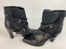 Stivaletti Louis Vuitton neri in pelle monogramma lunghezza 36,5