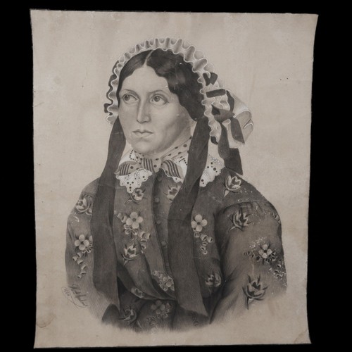 Disegno 1860 dama carboncino - disegno,