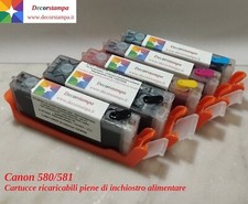 KIT 5 CARTUCCE INCHIOSTRO PER STAMPANTI ALIMENTARI CANON 580 bk - 581 y-m-c-bk